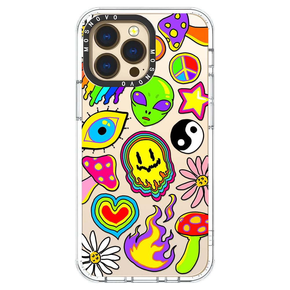 Hippie Rainbow Face Love Phone Case - iPhone 13 Pro Case - MOSNOVO
