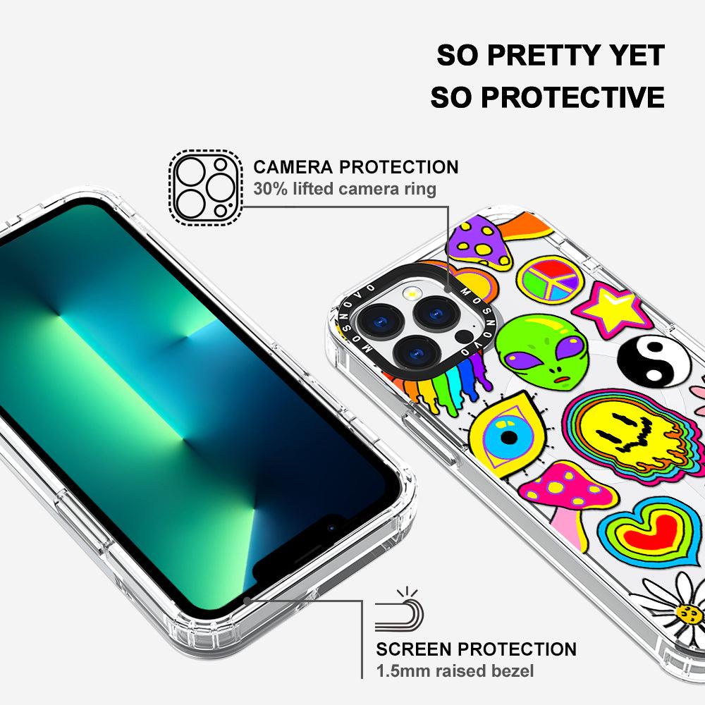Hippie Rainbow Face Love Phone Case - iPhone 13 Pro Max Case - MOSNOVO