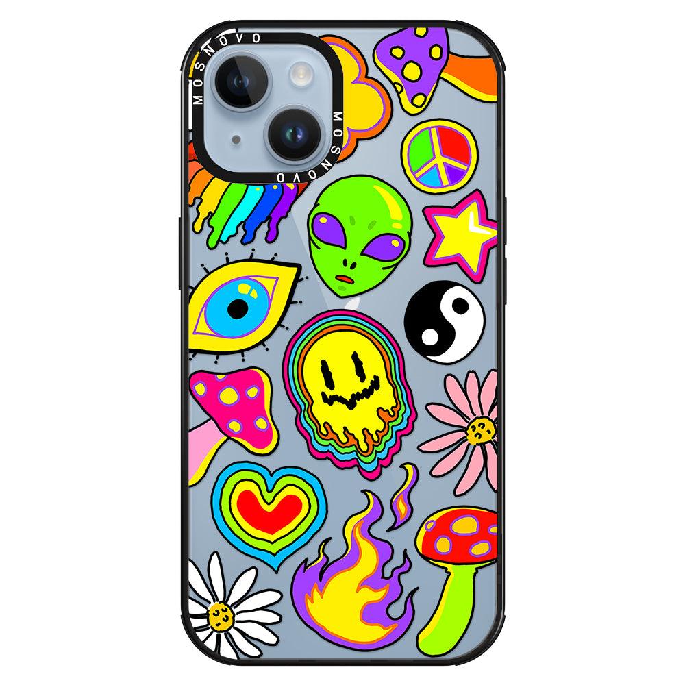 Hippie Rainbow Face Love Phone Case - iPhone 14 Case - MOSNOVO