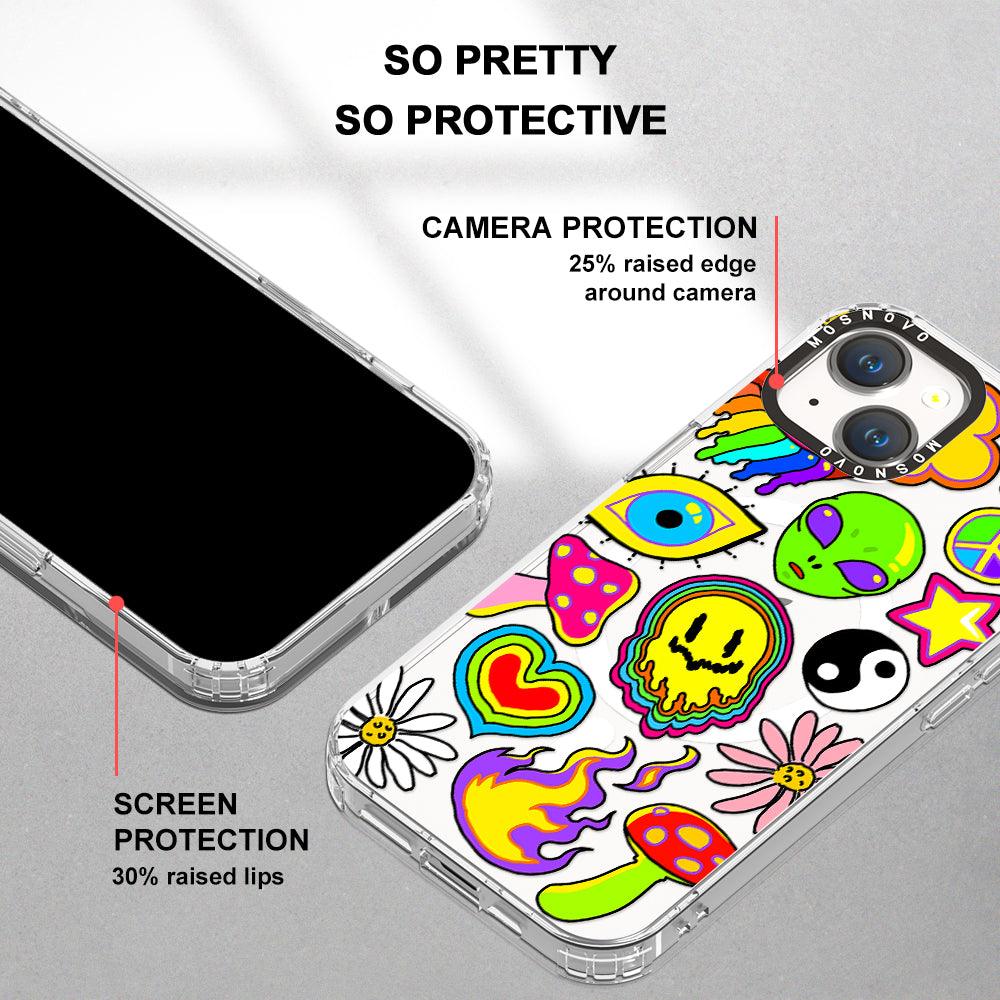 Hippie Rainbow Face Love Phone Case - iPhone 14 Case - MOSNOVO