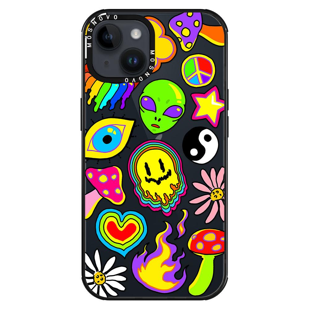 Hippie Rainbow Face Love Phone Case - iPhone 14 Plus Case - MOSNOVO
