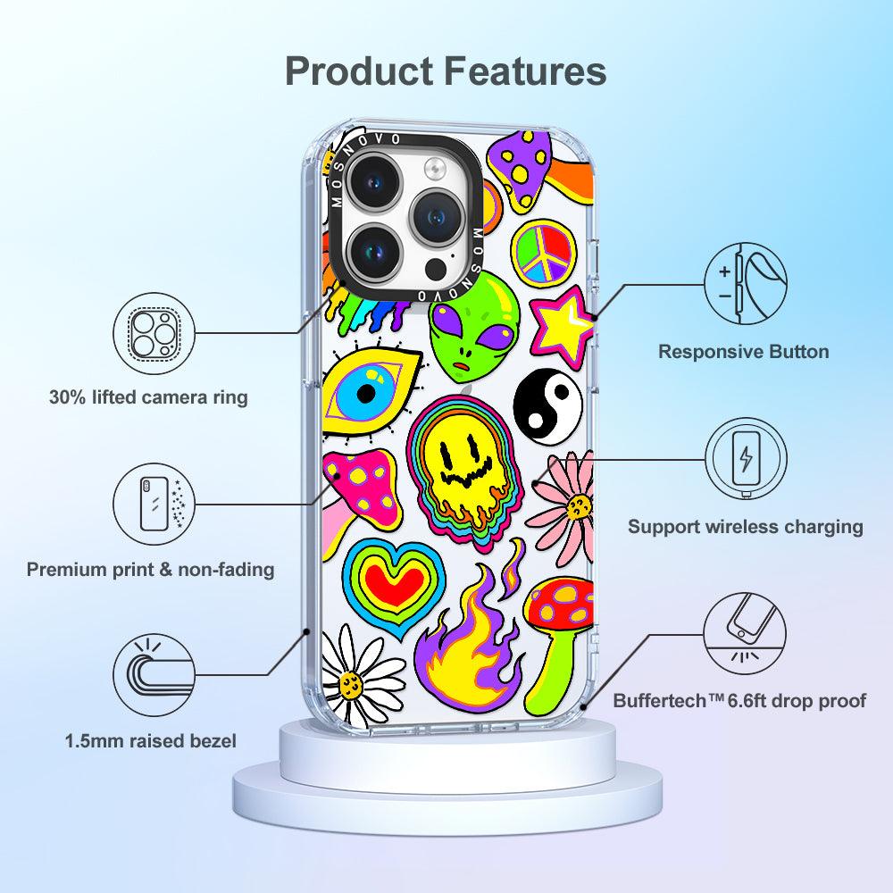 Hippie Rainbow Face Love Phone Case - iPhone 14 Pro Max Case - MOSNOVO