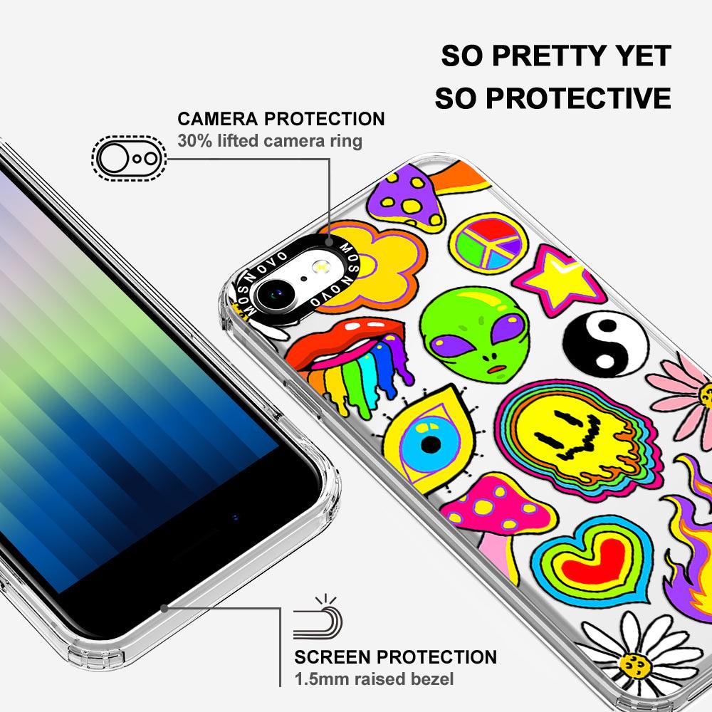 Hippie Rainbow Face Love Phone Case - iPhone SE 2020 Case - MOSNOVO