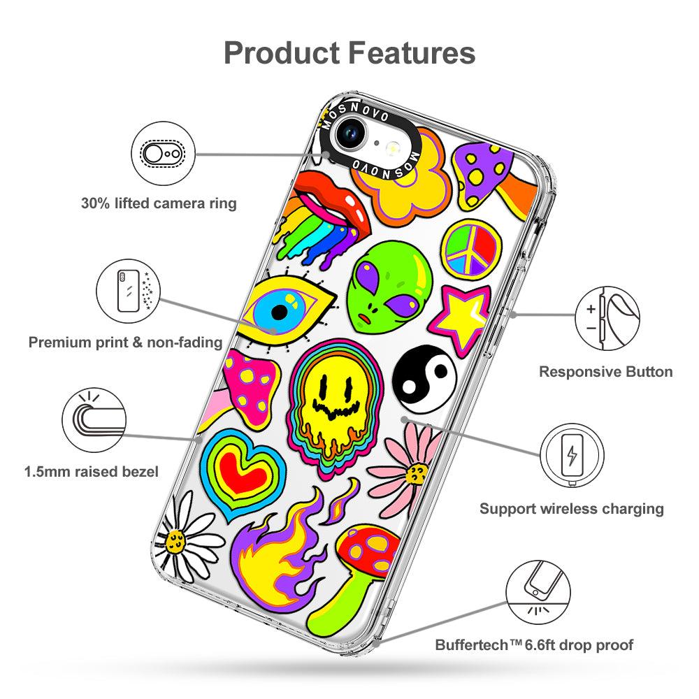 Hippie Rainbow Face Love Phone Case - iPhone SE 2020 Case - MOSNOVO
