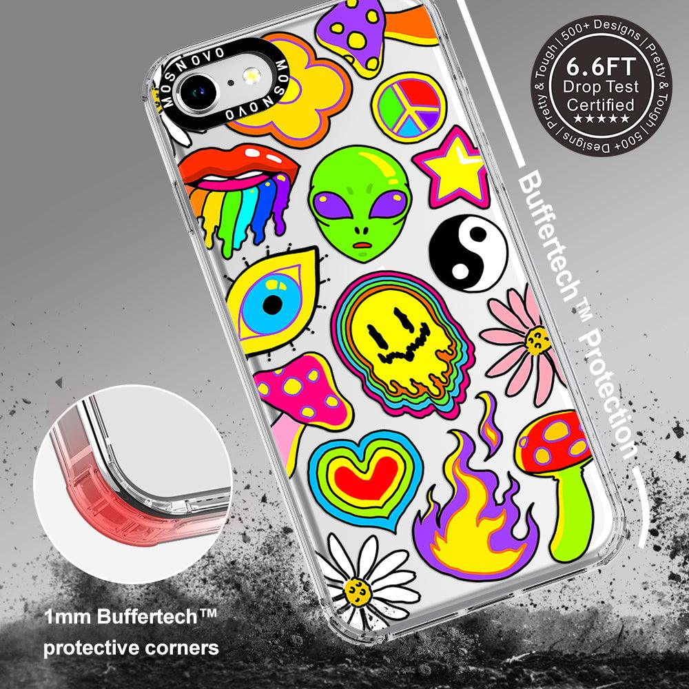 Hippie Rainbow Face Love Phone Case - iPhone SE 2022 Case - MOSNOVO