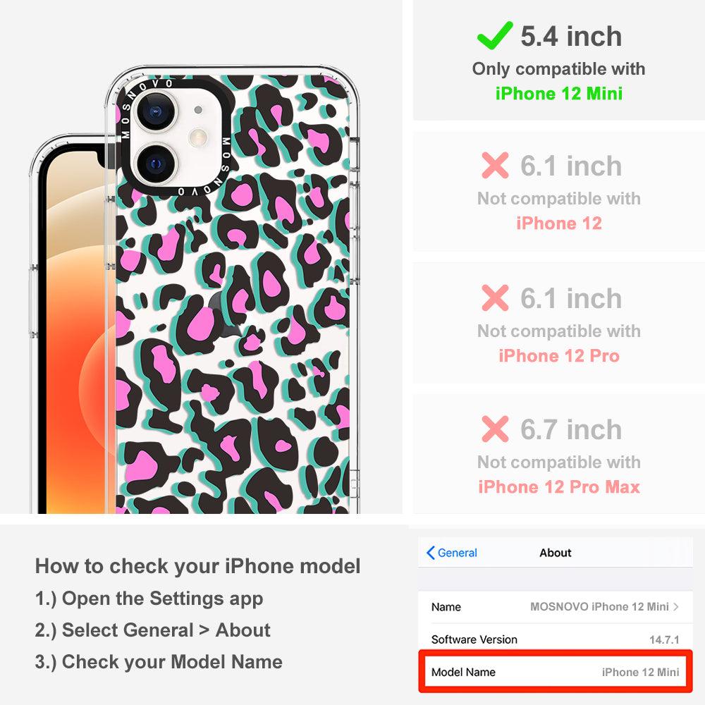 Hot Pink Leopard Print Phone Case - iPhone 12 Mini Case - MOSNOVO