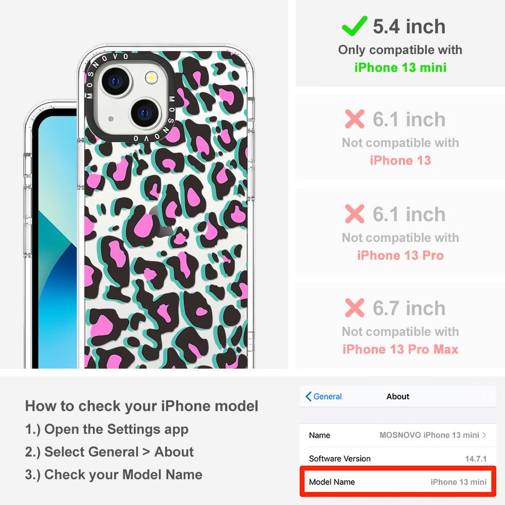 Hot Pink Leopard Print Phone Case - iPhone 13 Mini Case - MOSNOVO