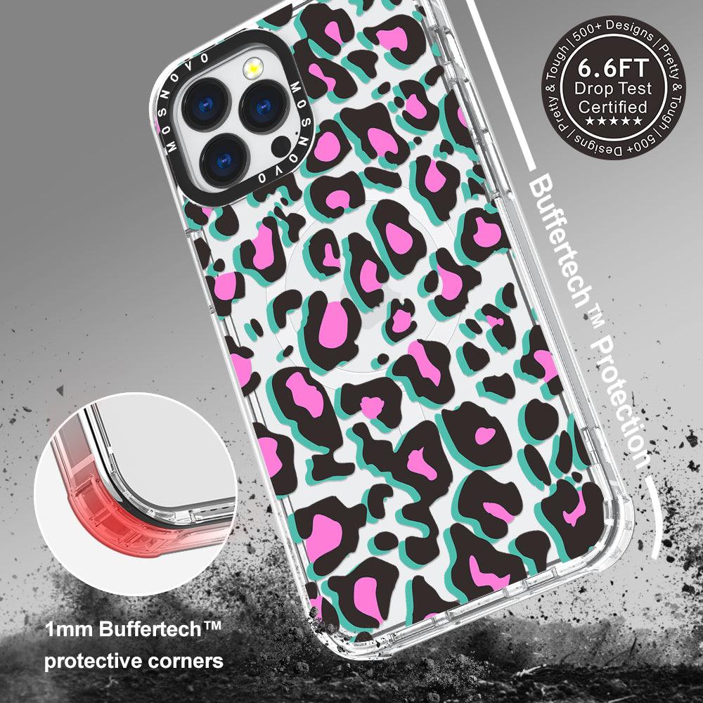 Hot Pink Leopard Print Phone Case - iPhone 13 Pro Max Case - MOSNOVO