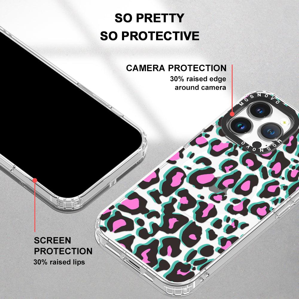 Hot Pink Leopard Print Phone Case - iPhone 14 Pro Max Case - MOSNOVO