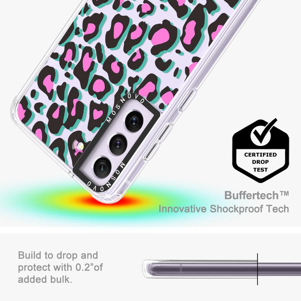 Hot Pink Leopard Print Phone Case - Samsung Galaxy S21 FE Case - MOSNOVO