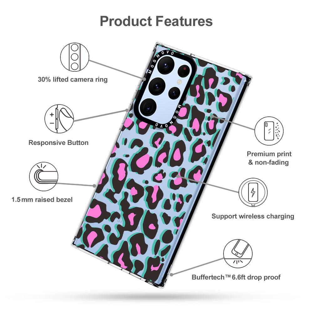 Hot Pink Leopard Print Phone Case - Samsung Galaxy S22 Ultra Case - MOSNOVO