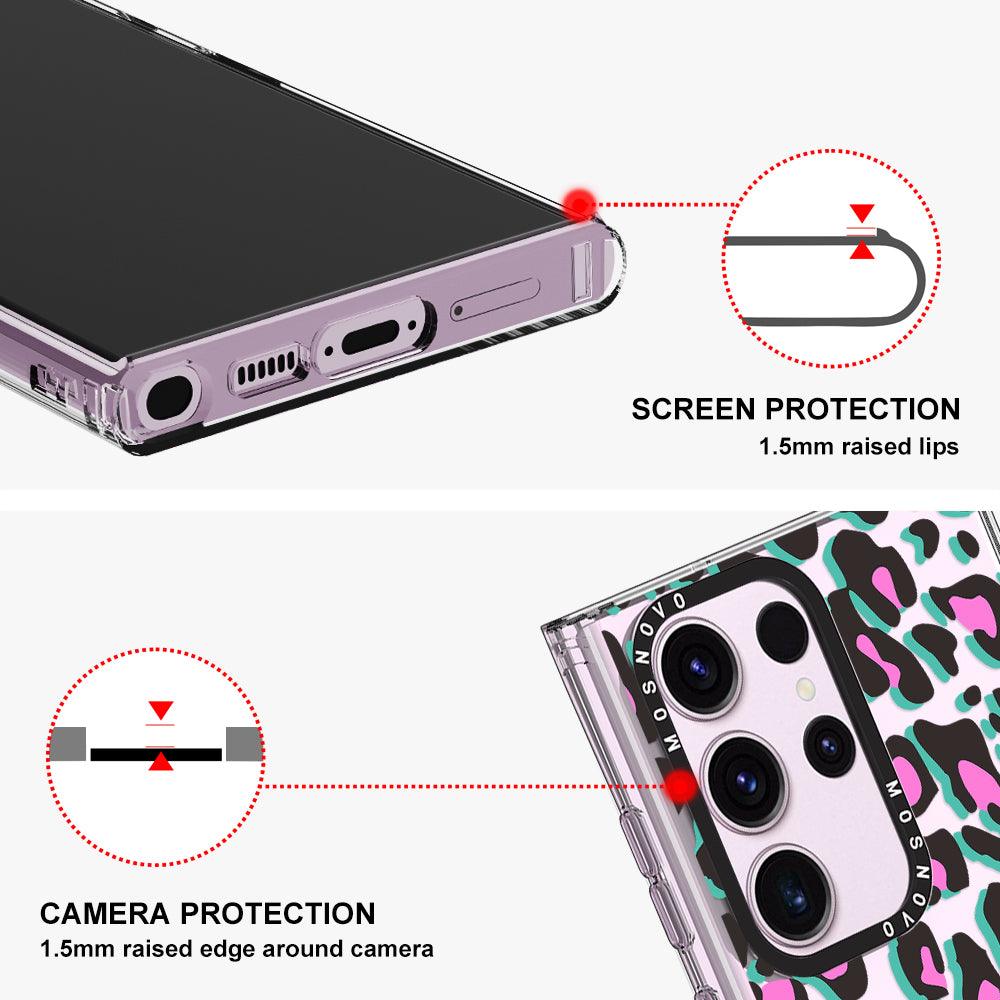 Hot Pink Leopard Print Phone Case - Samsung Galaxy S23 Ultra Case - MOSNOVO
