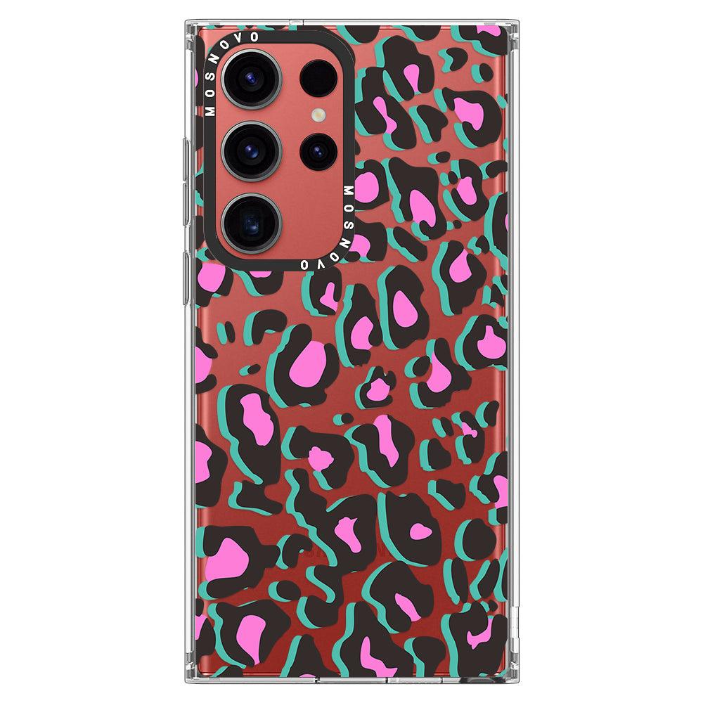 Hot Pink Leopard Print Phone Case - Samsung Galaxy S23 Ultra Case - MOSNOVO