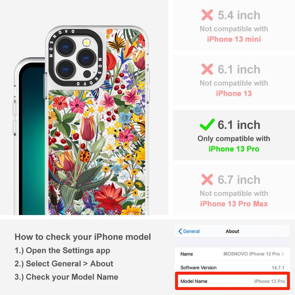 In The Garden Glitter Phone Case - iPhone 13 Pro Case - MOSNOVO