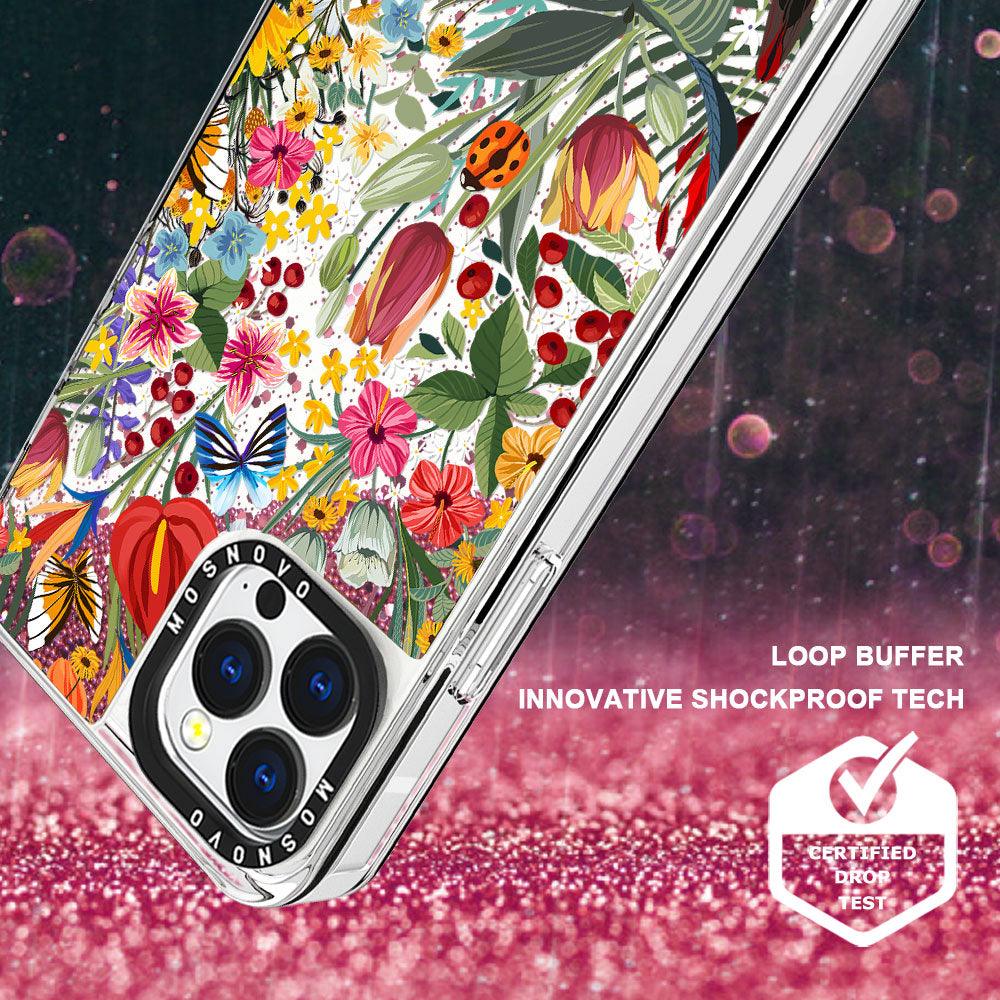 In The Garden Glitter Phone Case - iPhone 13 Pro Case - MOSNOVO