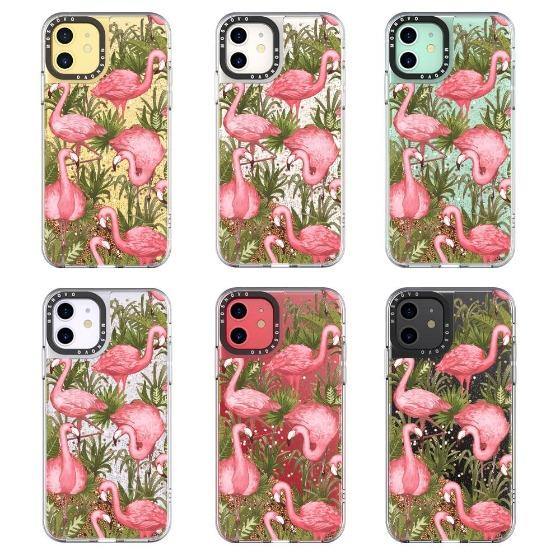 Jungle Flamingo Glitter Phone Case - iPhone 11 Case - MOSNOVO
