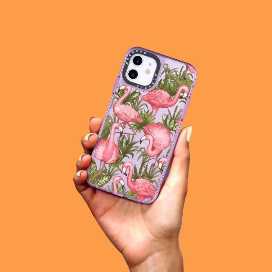 Jungle Flamingo Glitter Phone Case - iPhone 11 Case - MOSNOVO