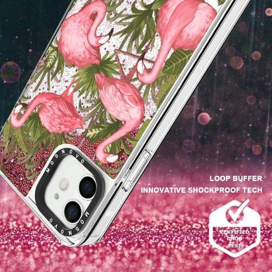 Jungle Flamingo Glitter Phone Case - iPhone 12 Case - MOSNOVO