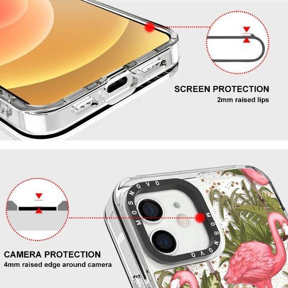 Jungle Flamingo Glitter Phone Case - iPhone 12 Mini Case - MOSNOVO