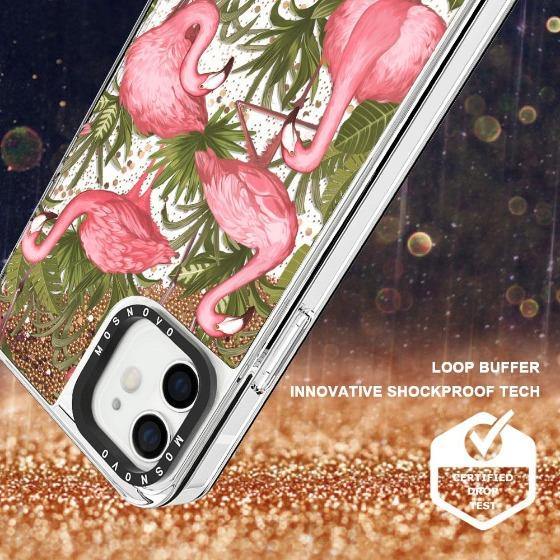 Jungle Flamingo Glitter Phone Case - iPhone 12 Mini Case - MOSNOVO