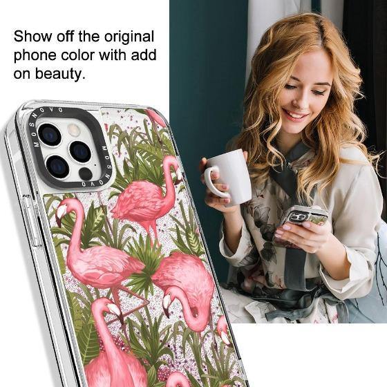 Jungle Flamingo Glitter Phone Case - iPhone 12 Pro Case - MOSNOVO