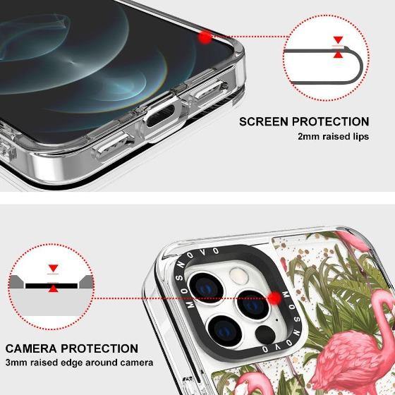 Jungle Flamingo Glitter Phone Case - iPhone 12 Pro Case - MOSNOVO