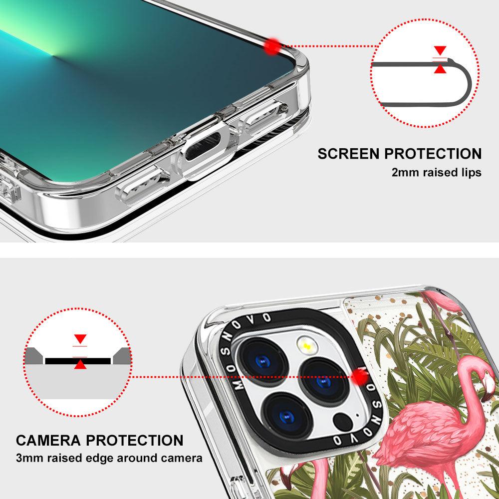 Jungle Flamingo Glitter Phone Case - iPhone 13 Pro Max Case - MOSNOVO