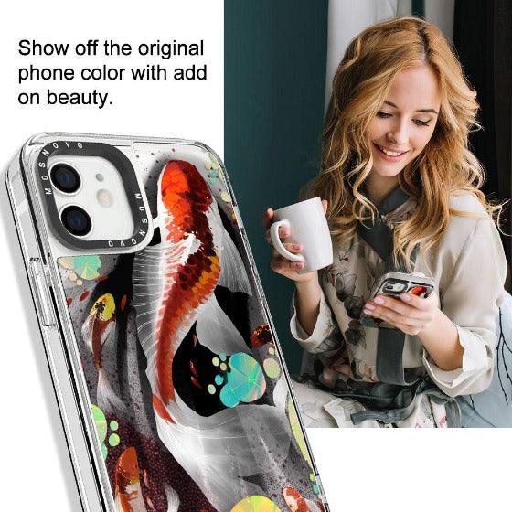 Koi Art Glitter Phone Case - iPhone 12 Mini Case - MOSNOVO