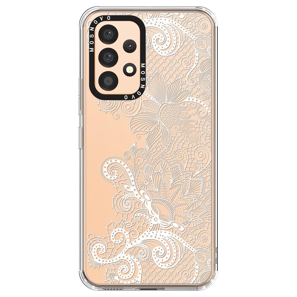 Lace White Flower Phone Case - Samsung Galaxy A53 Case - MOSNOVO