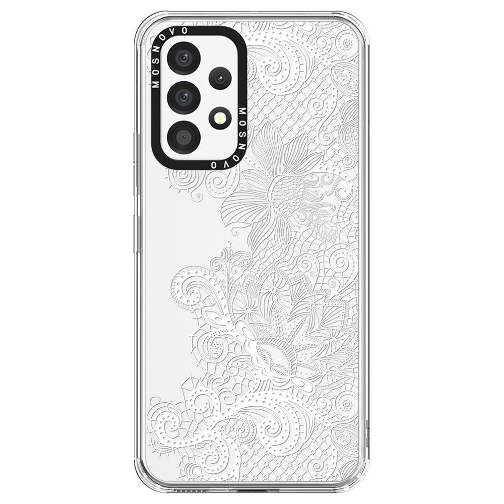 Lace White Flower Phone Case - Samsung Galaxy A53 Case - MOSNOVO