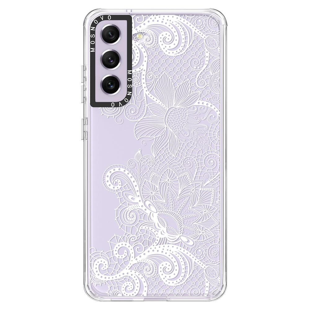 Lace White Flower Phone Case - Samsung Galaxy S21 FE Case - MOSNOVO
