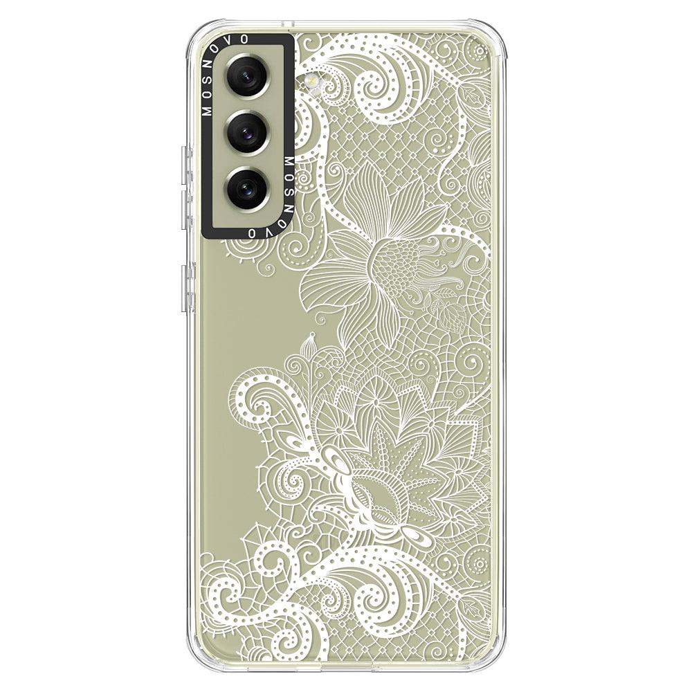 Lace White Flower Phone Case - Samsung Galaxy S21 FE Case - MOSNOVO