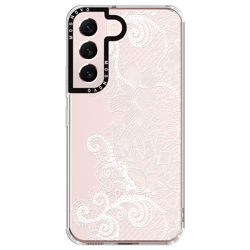 Lace White Flower Phone Case - Samsung Galaxy S22 Case - MOSNOVO