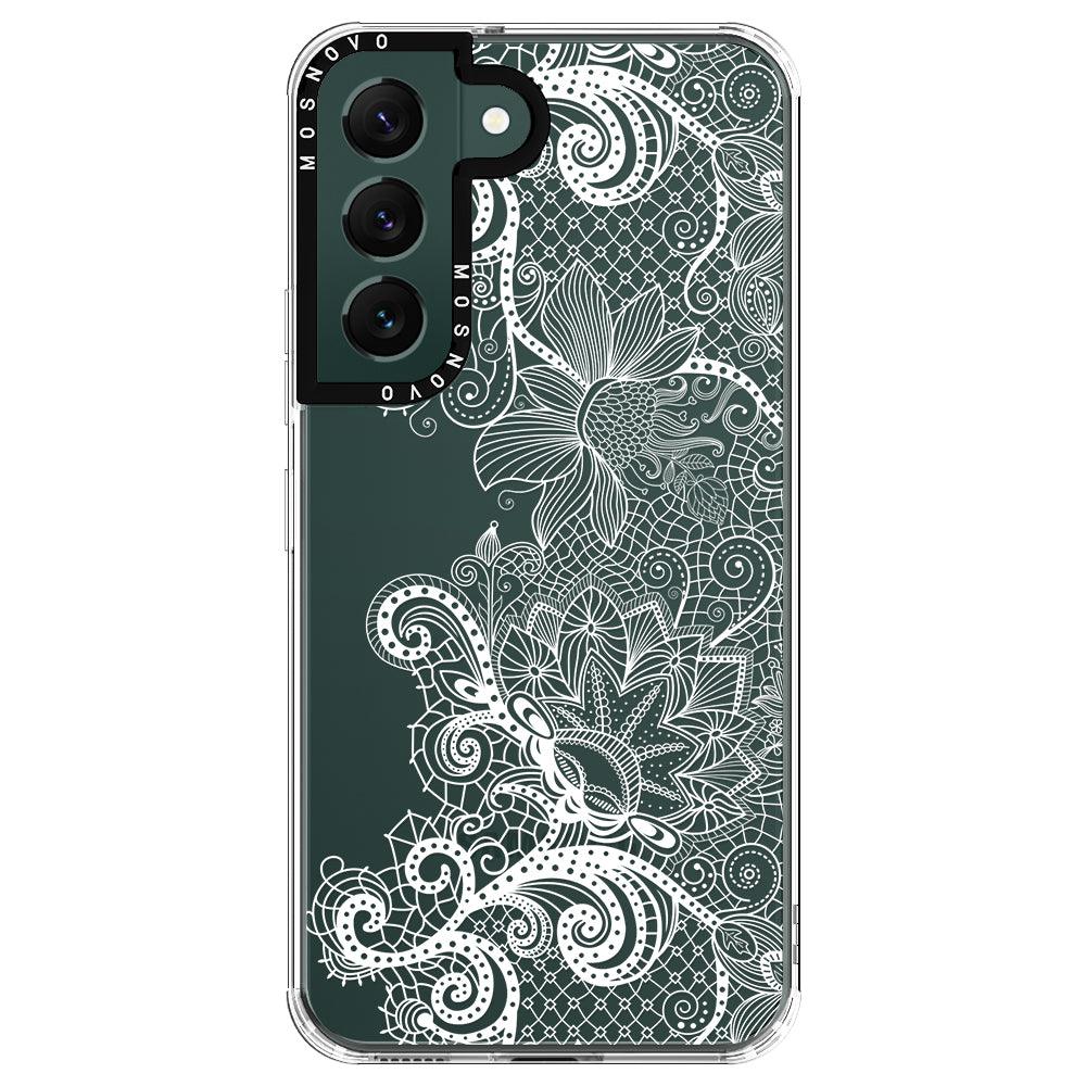 Lace White Flower Phone Case - Samsung Galaxy S22 Case - MOSNOVO