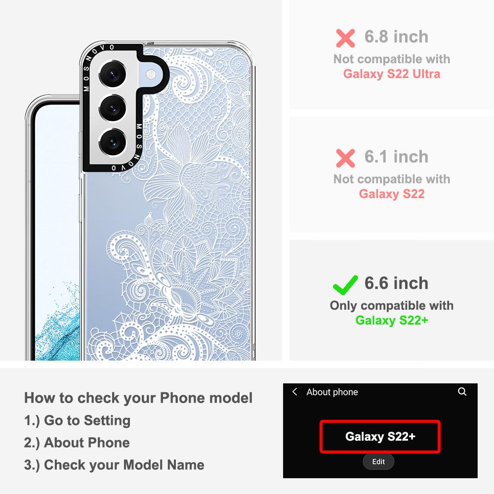Lace White Flower Phone Case - Samsung Galaxy S22 Plus Case - MOSNOVO