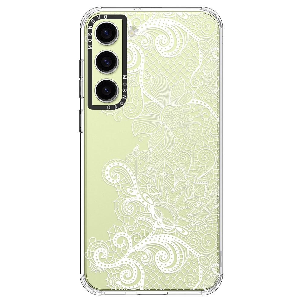 Lace White Flower Phone Case - Samsung Galaxy S23 Plus Case - MOSNOVO