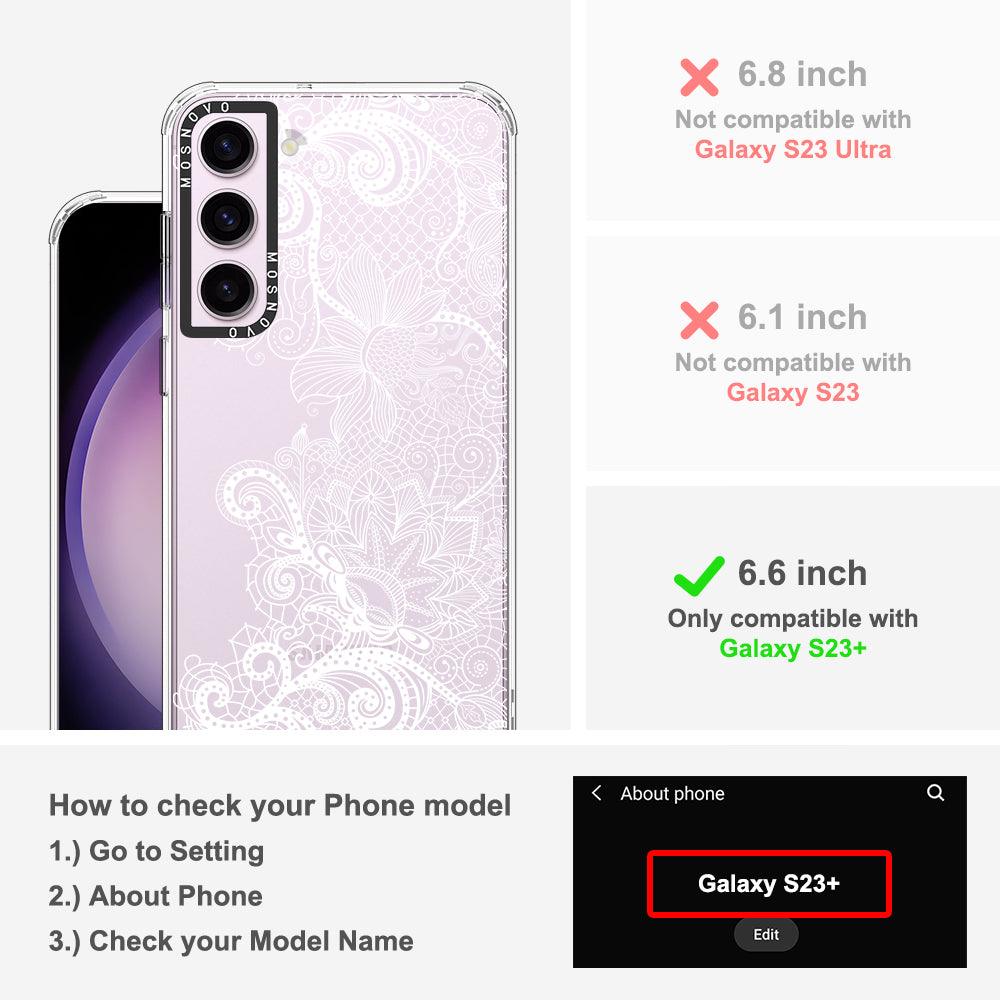 Lace White Flower Phone Case - Samsung Galaxy S23 Plus Case - MOSNOVO