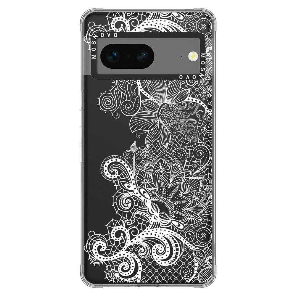 Lacy White Flower Phone Case - Google Pixel 7 Case - MOSNOVO