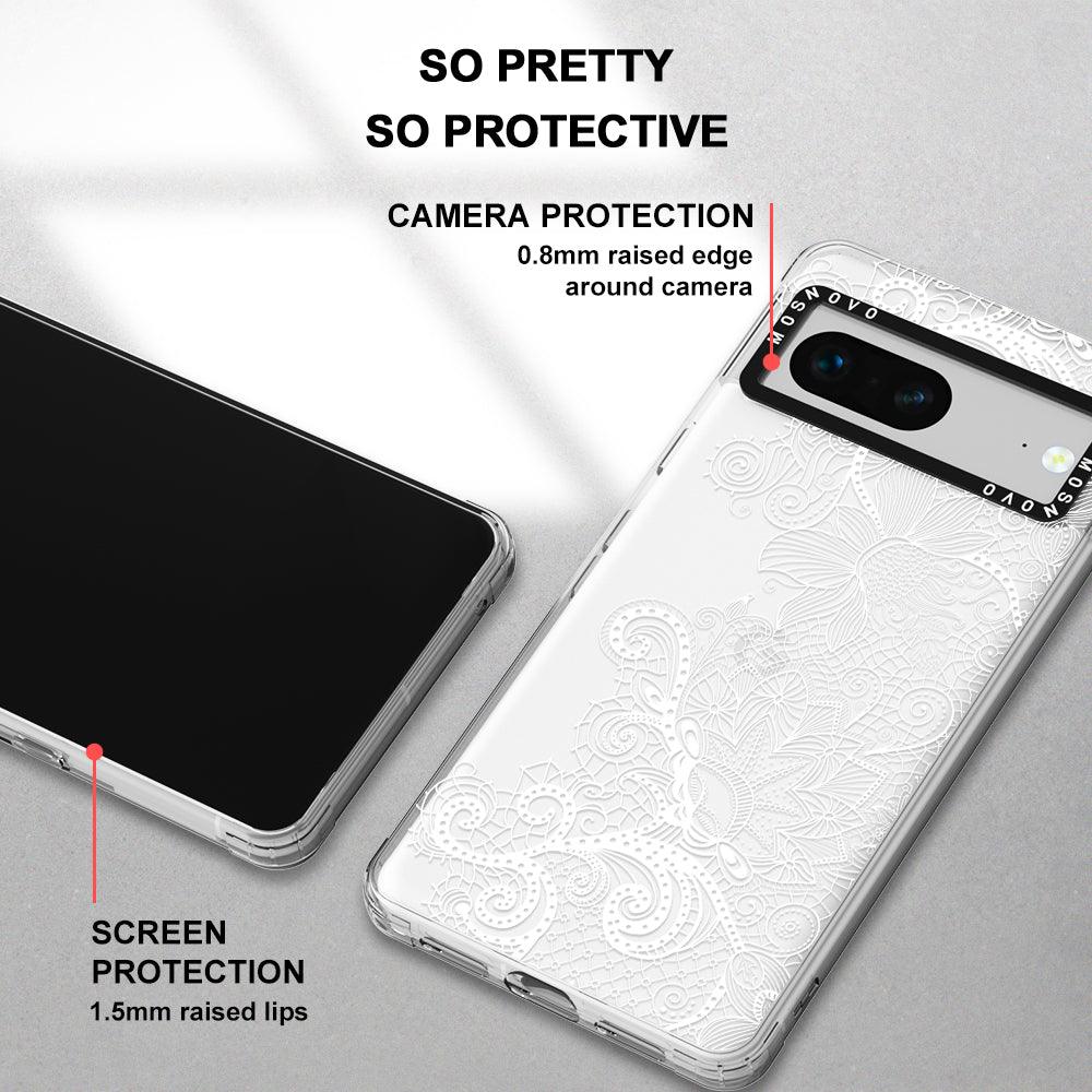 Lacy White Flower Phone Case - Google Pixel 7 Case - MOSNOVO