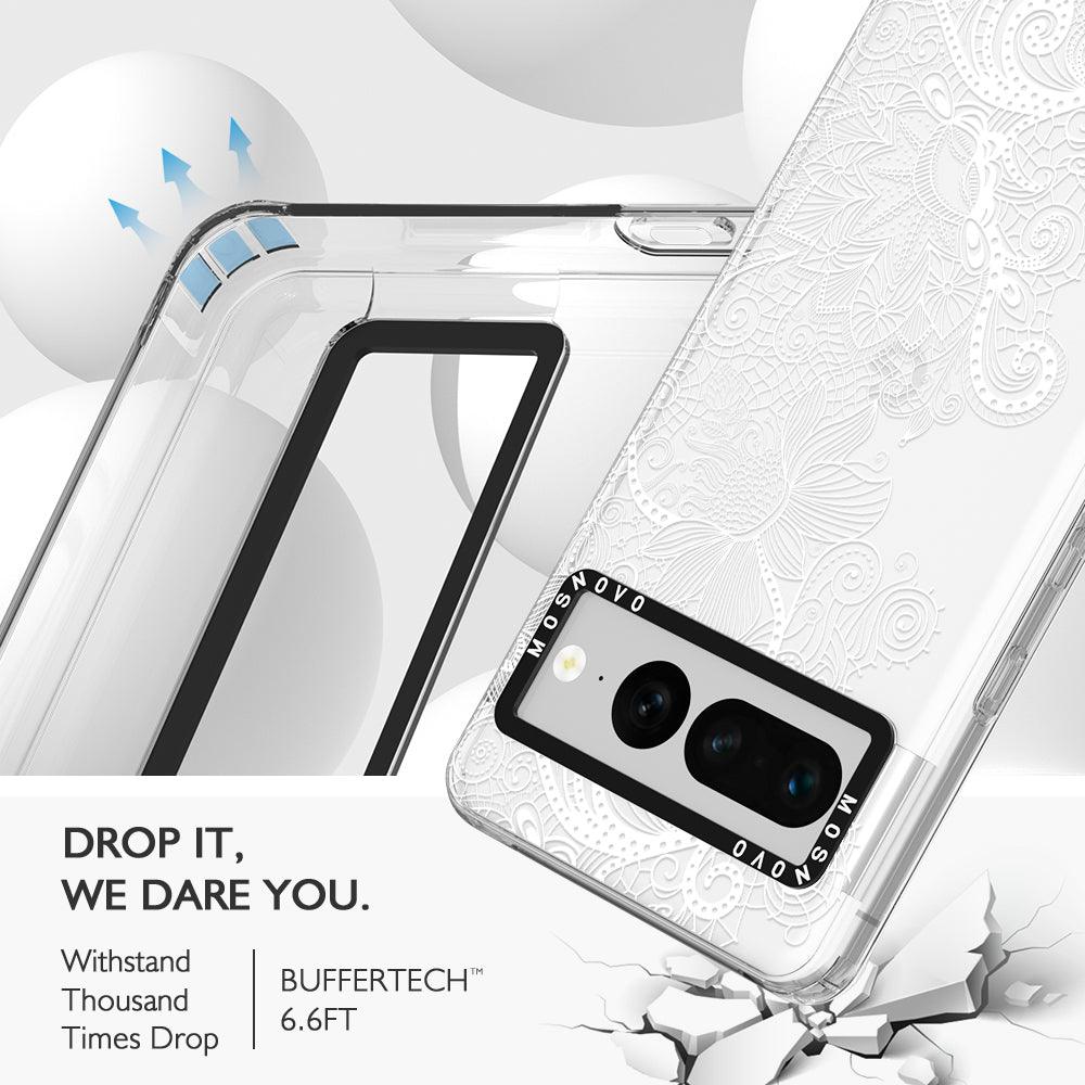 Lacy White Flower Phone Case - Google Pixel 7 Pro Case - MOSNOVO