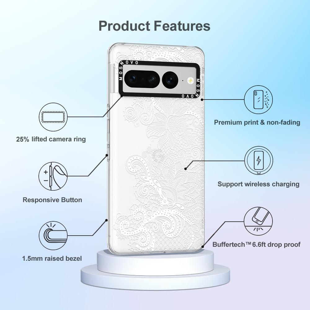 Lacy White Flower Phone Case - Google Pixel 7 Pro Case - MOSNOVO