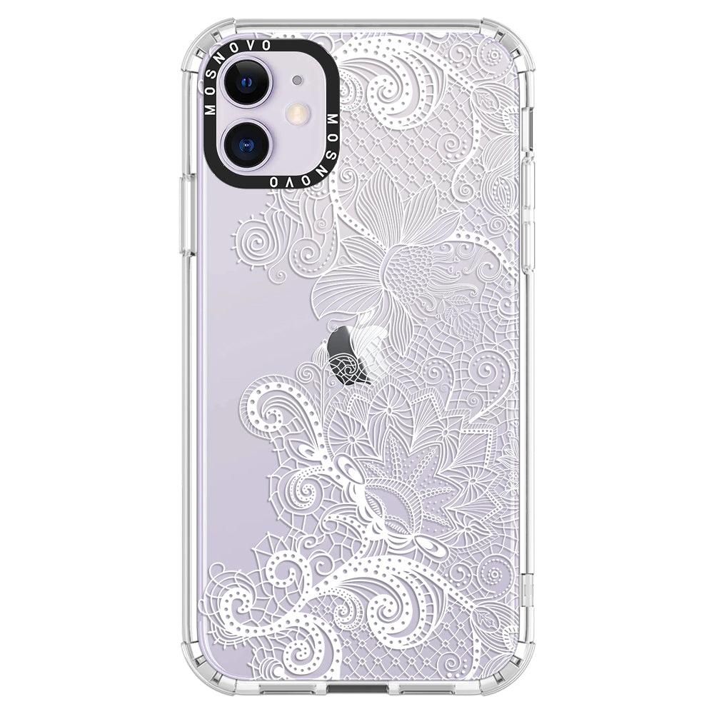 Lacy White Flower Phone Case - iPhone 11 Case - MOSNOVO
