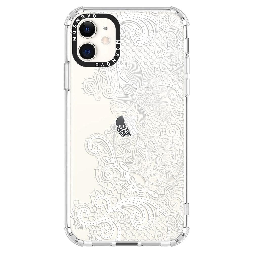 Lacy White Flower Phone Case - iPhone 11 Case - MOSNOVO