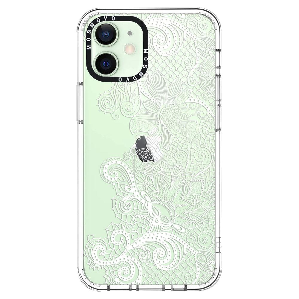 Lacy White Flower Phone Case - iPhone 12 Case - MOSNOVO