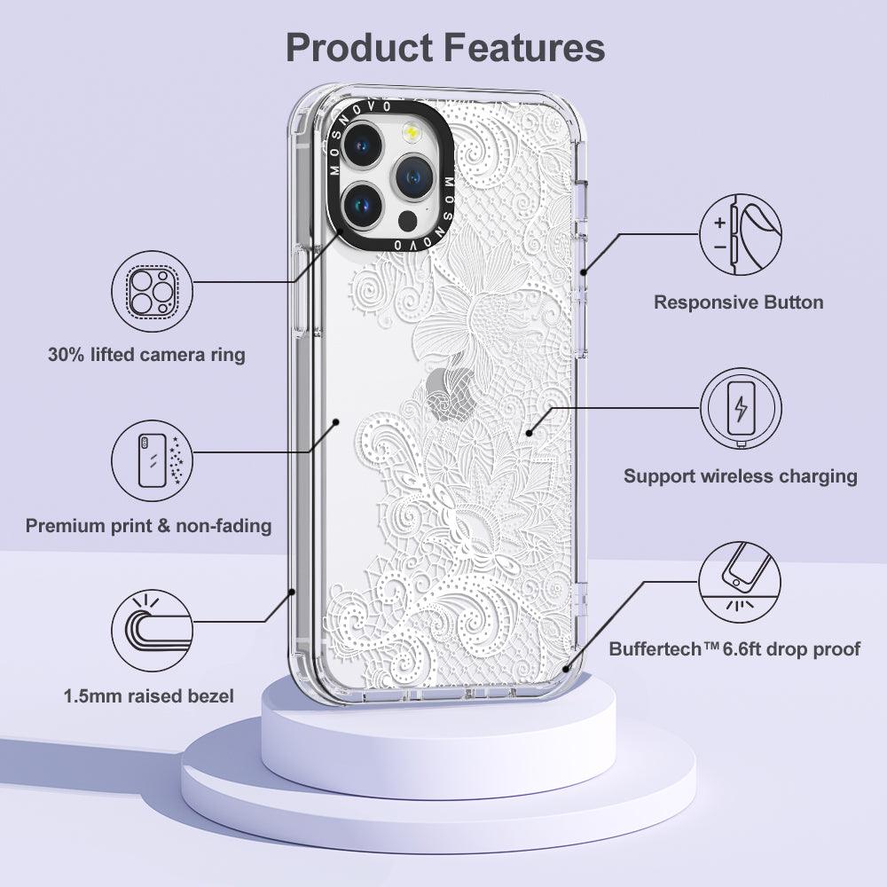 Lacy White Flower Phone Case - iPhone 12 Pro Case - MOSNOVO