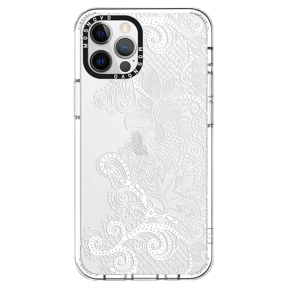 Lacy White Flower Phone Case - iPhone 12 Pro Max Case - MOSNOVO
