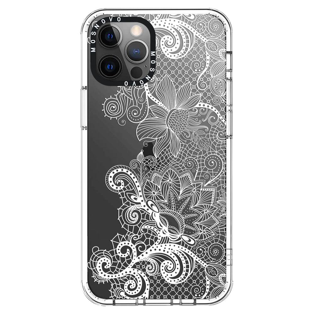 Lacy White Flower Phone Case - iPhone 12 Pro Max Case - MOSNOVO