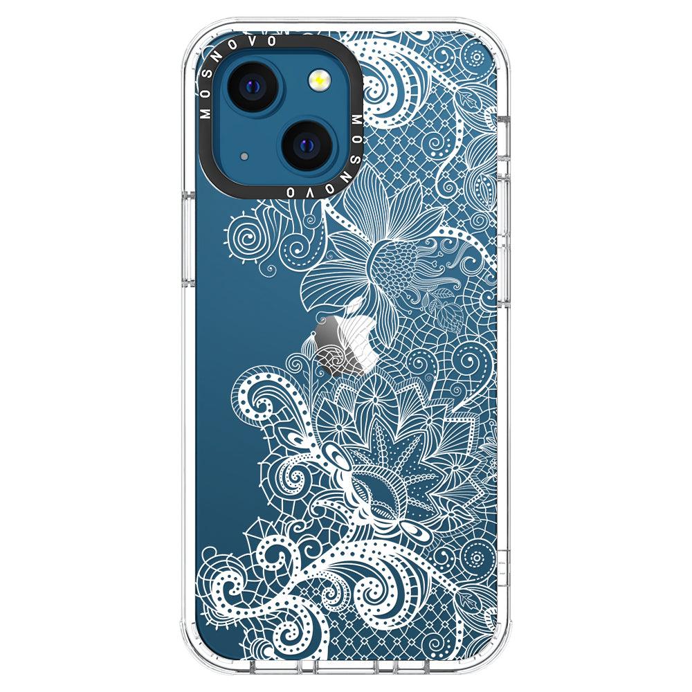 Lacy White Flower Phone Case - iPhone 13 Case - MOSNOVO