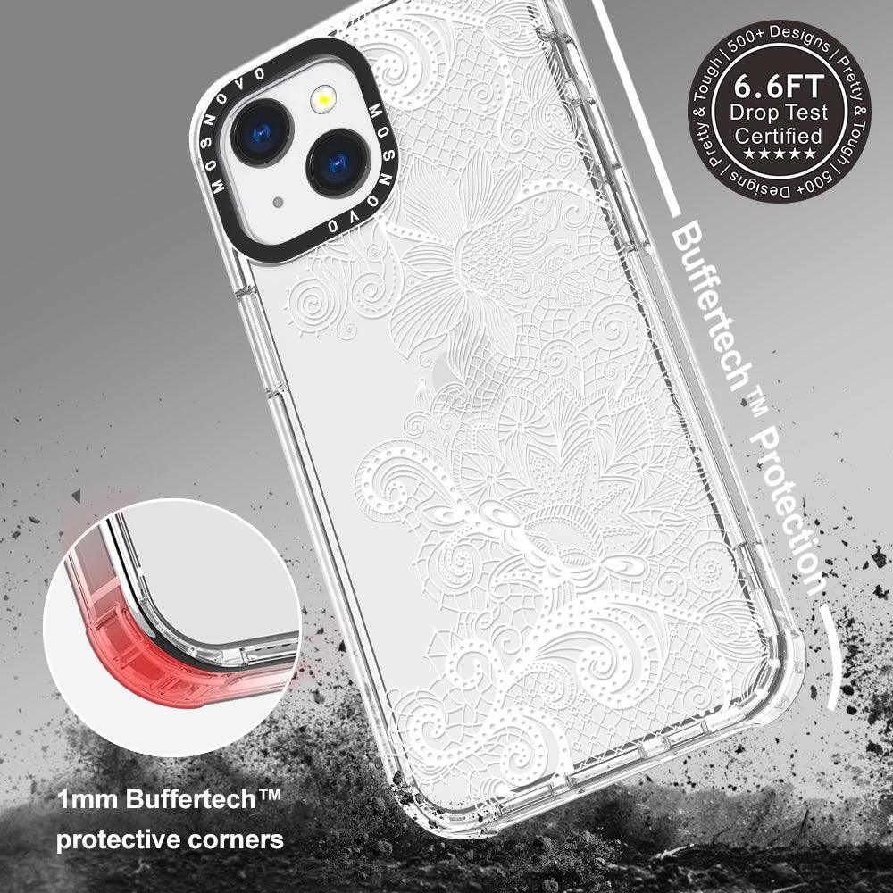 Lacy White Flower Phone Case - iPhone 13 Case - MOSNOVO