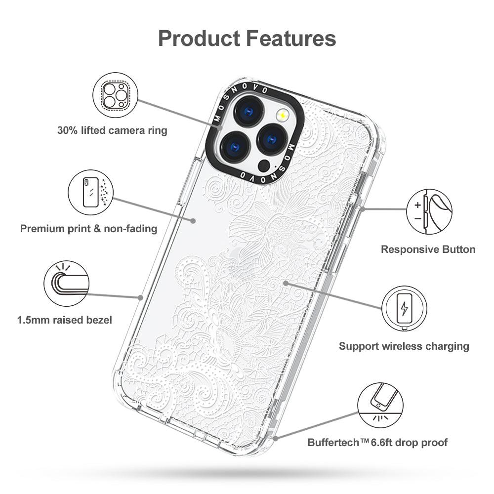 Lacy White Flower Phone Case - iPhone 13 Pro Case - MOSNOVO